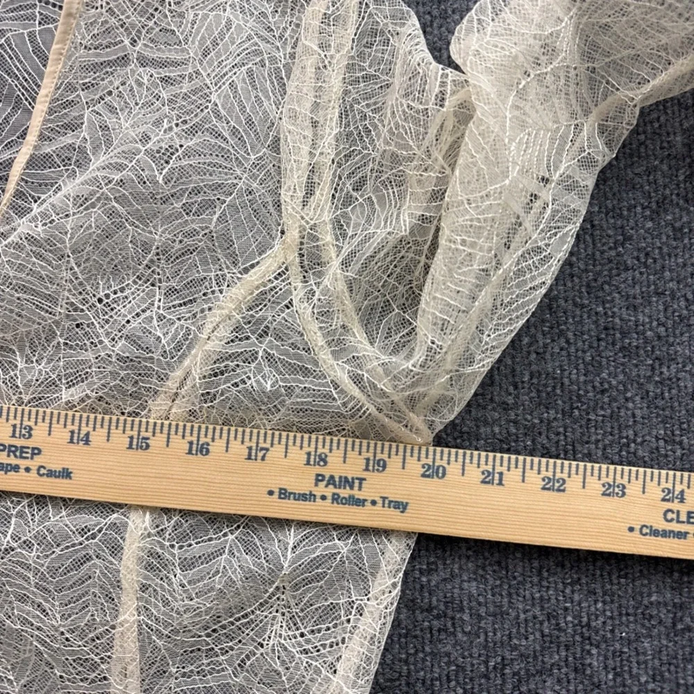 Nigel Preston for Free People Cardigan Womens L Cream Sheer Lace Leaf Boho
